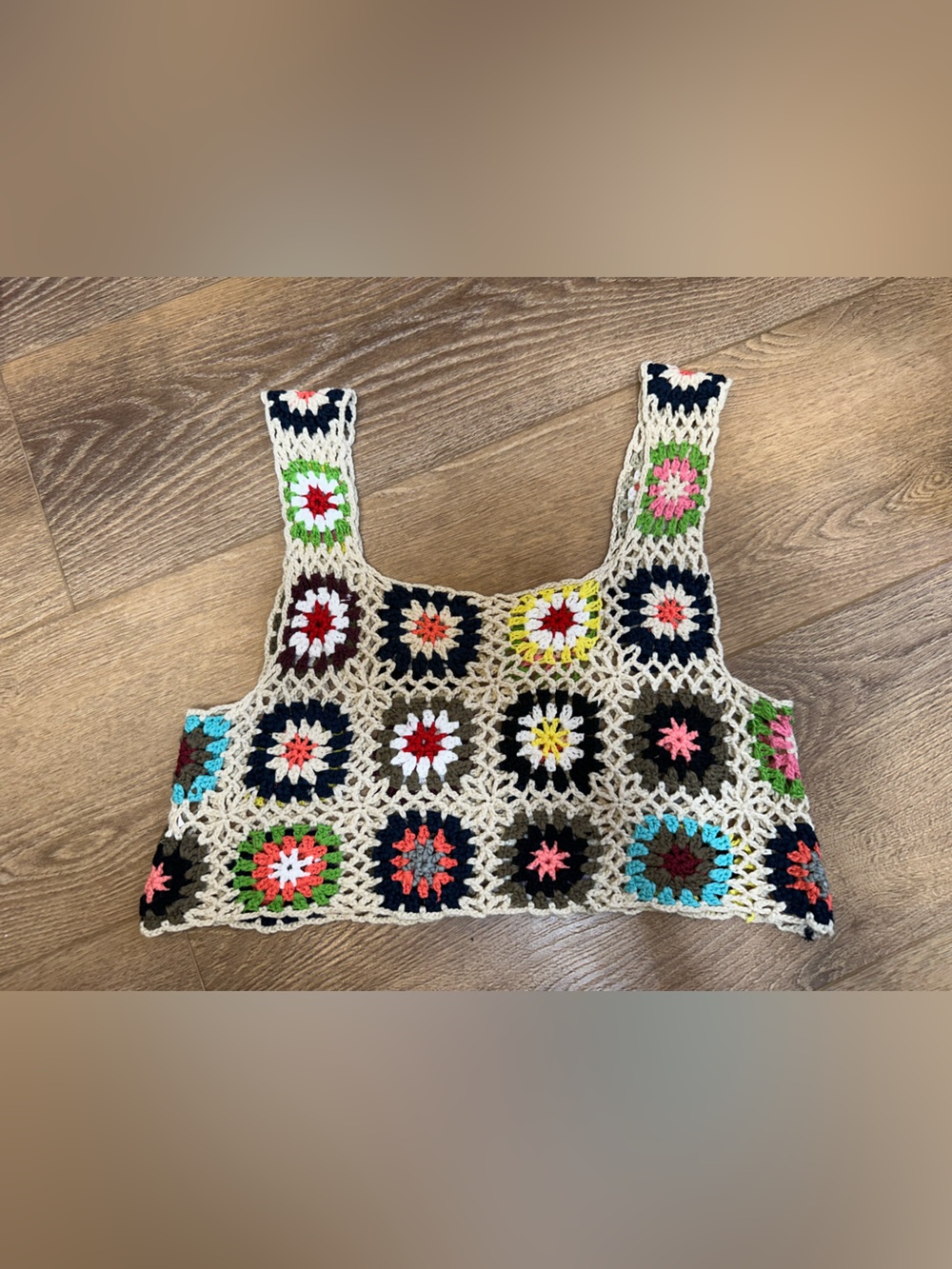 Handmade Multicolor Crochet Sleeveless Crop Top